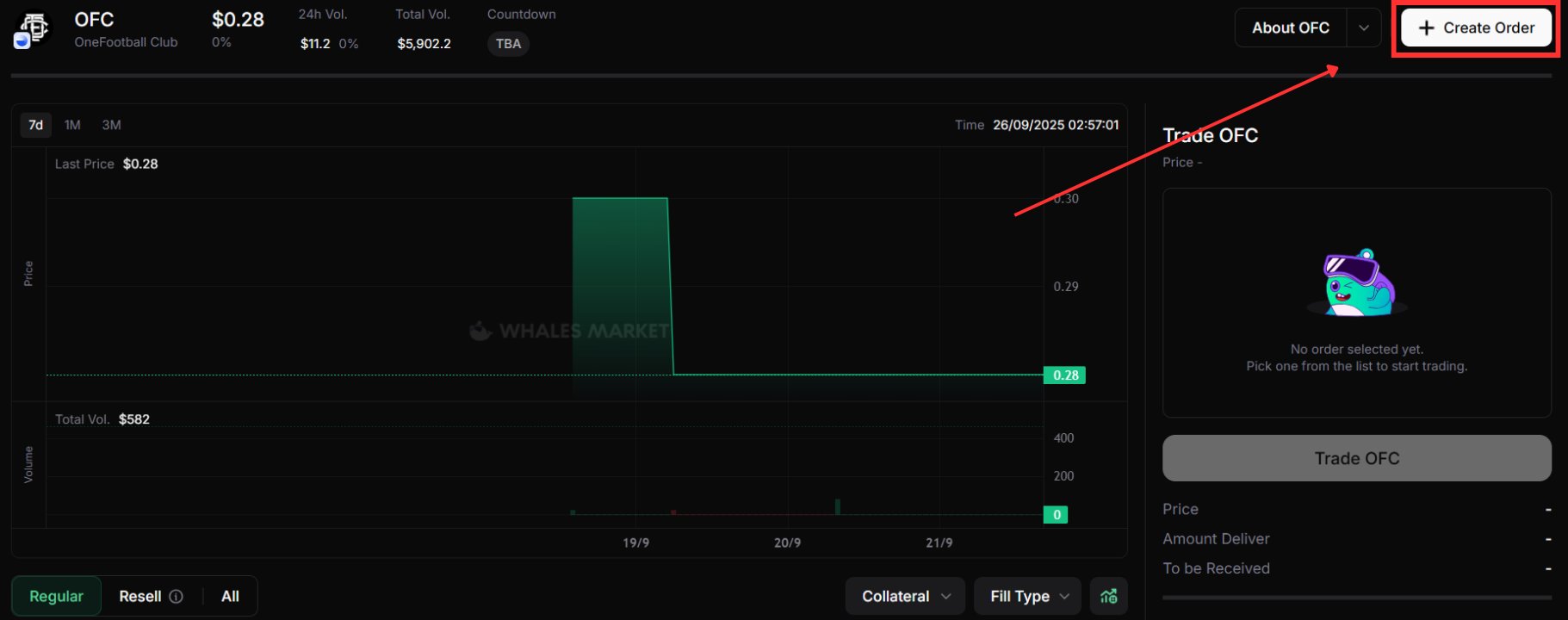 How to trade OneFootball Club ($OFC) on Whales Market