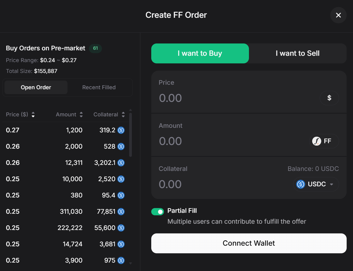 How to trade Falcon Finance ($FF) on Whales Market