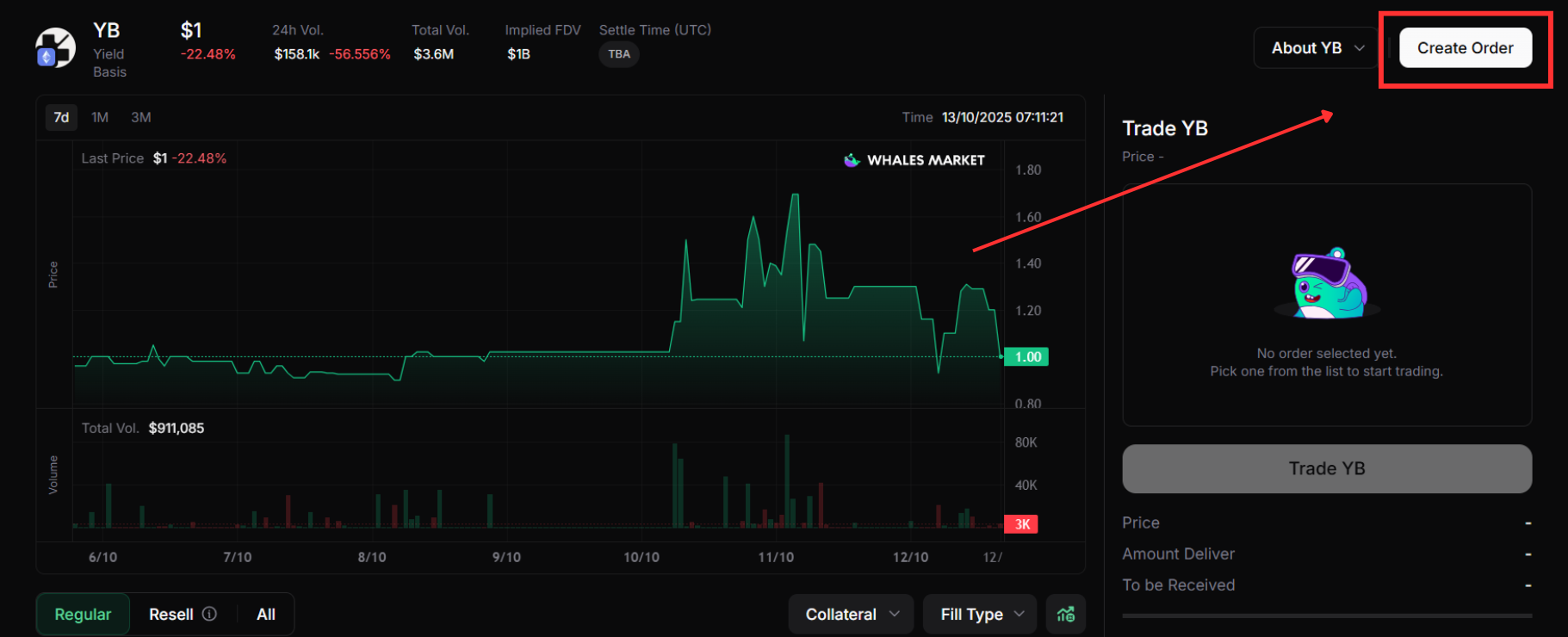 How to trade YieldBasis ($YB) on Whales Market?
