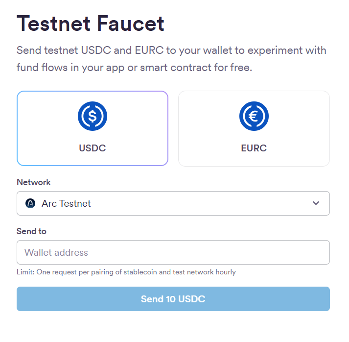 faucet usdc