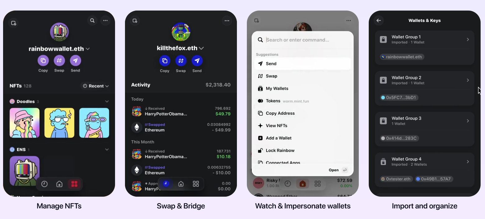 features of rainbow wallet