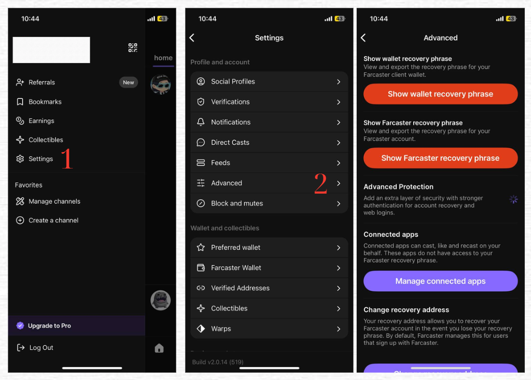 how to export seed phrase on farcaster?