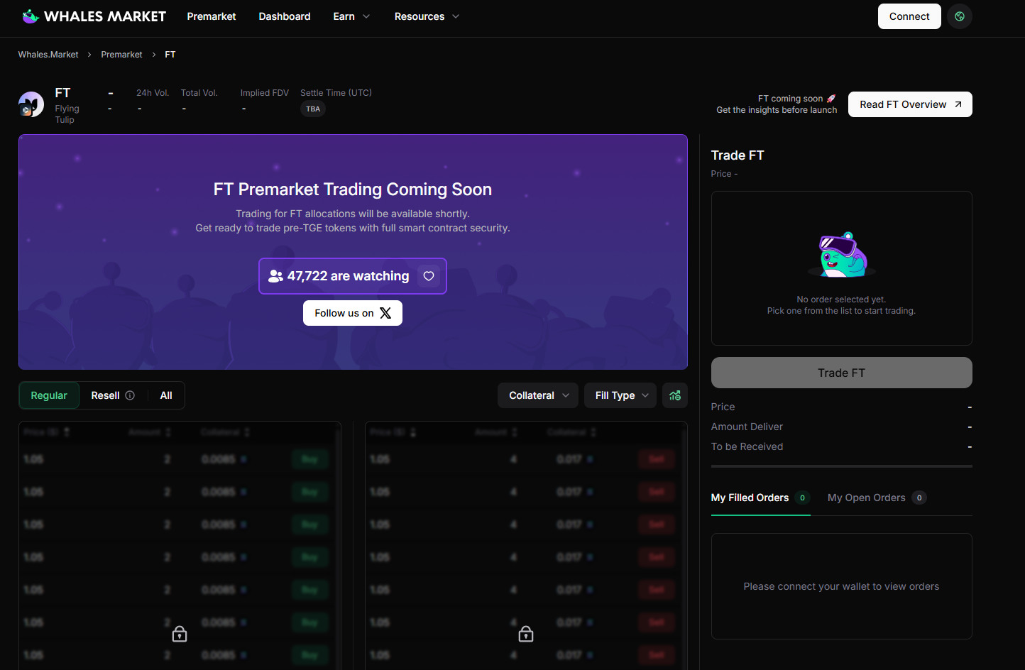 ft pre market trading interface on whales market coming soon