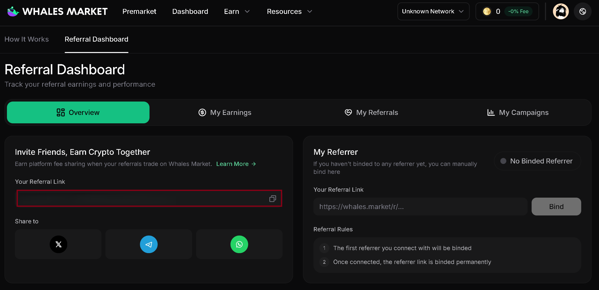 how to join whales market referral program 2