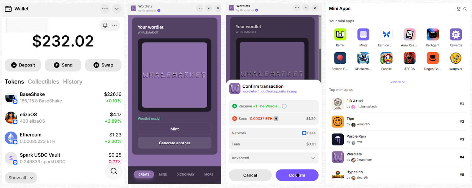 using farcaster wallet combined with mini apps