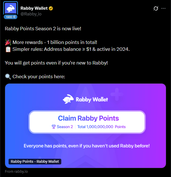 rabby points season 2 has run for a year with no updates