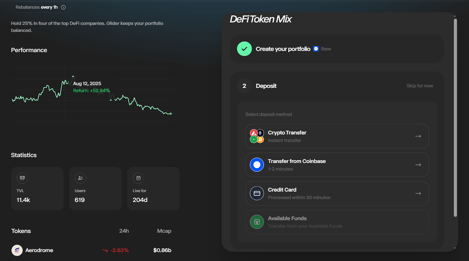 deposit and choose a strategy