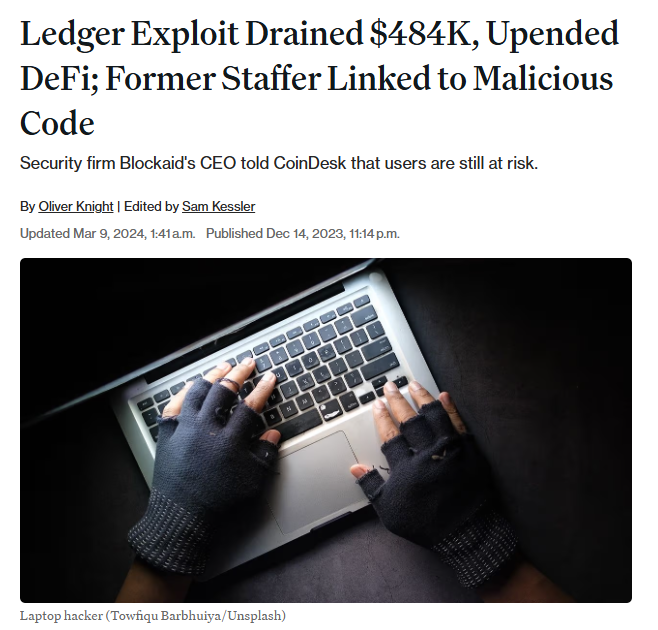 Ledger exploit drained $484k via malicious code