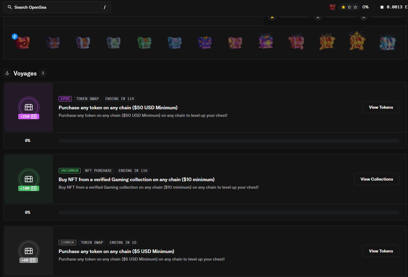 opensea 2.0 introduces a quest system where users earn xp through on-chain actions