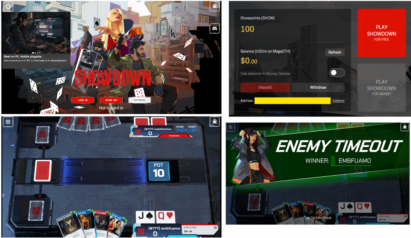 showdown poker style onchain card battle