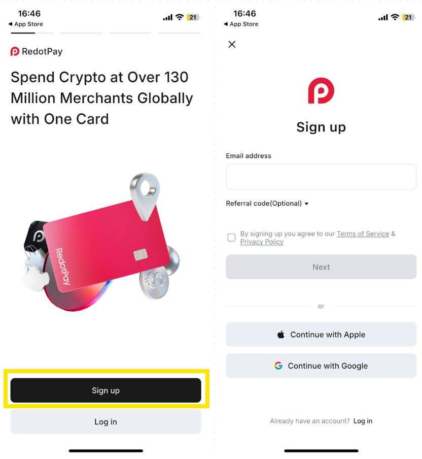 download the redotpay app and create your account in minutes