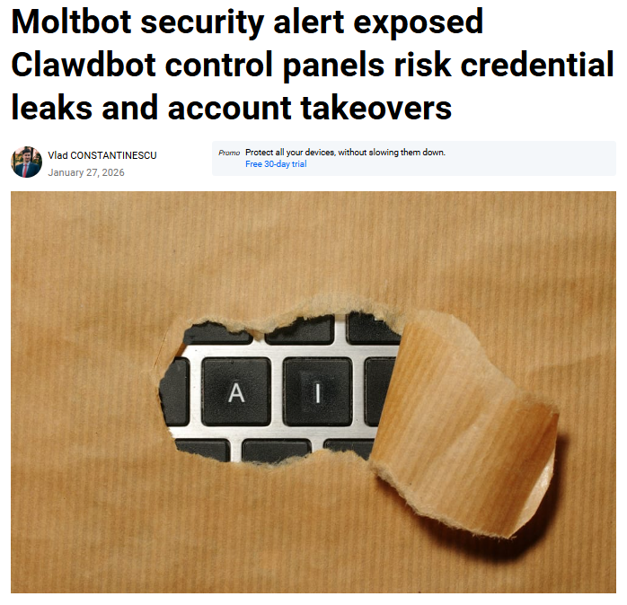 moltbot alert exposes clawdbot panel credential takeover risk