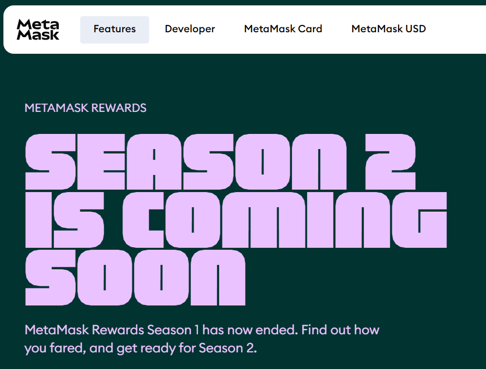 metamask rewards season 2 is coming soon