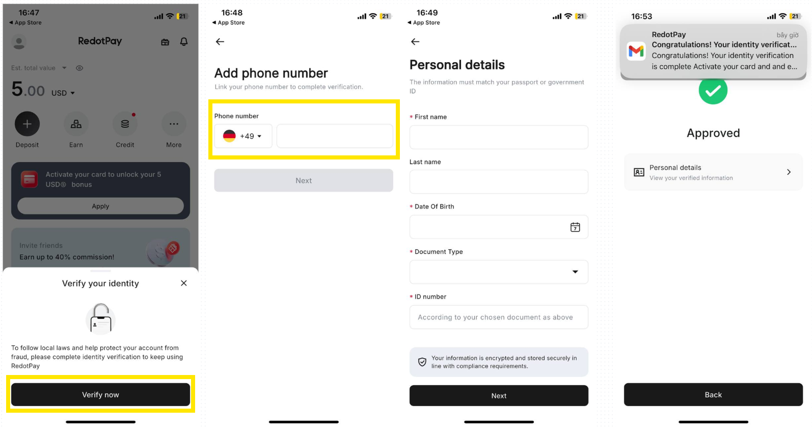 complete phone number and identity verification to unlock full features