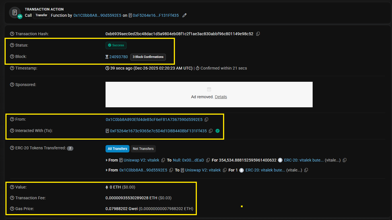 viewing transaction status and confirmations on a block explorer