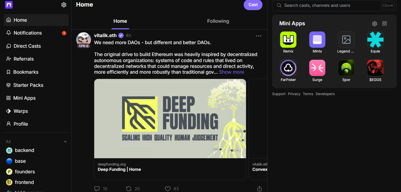 farcaster web3 twitter socialfi platform