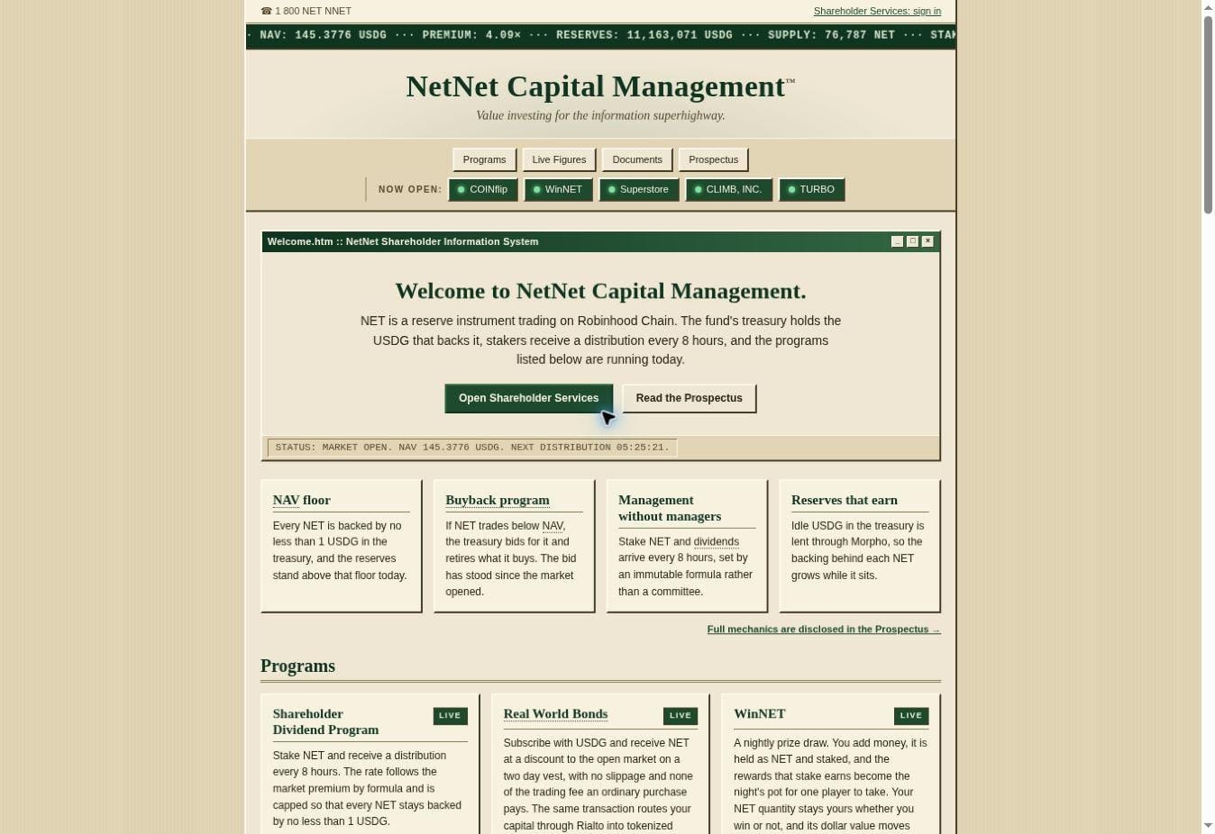 NetNet's live figures include NAV, premium, reserves, and supply, with data updating in real time. Source: NetNet.