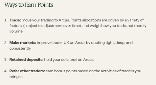 The four ways to earn Arcus Points, as outlined in the official announcement.