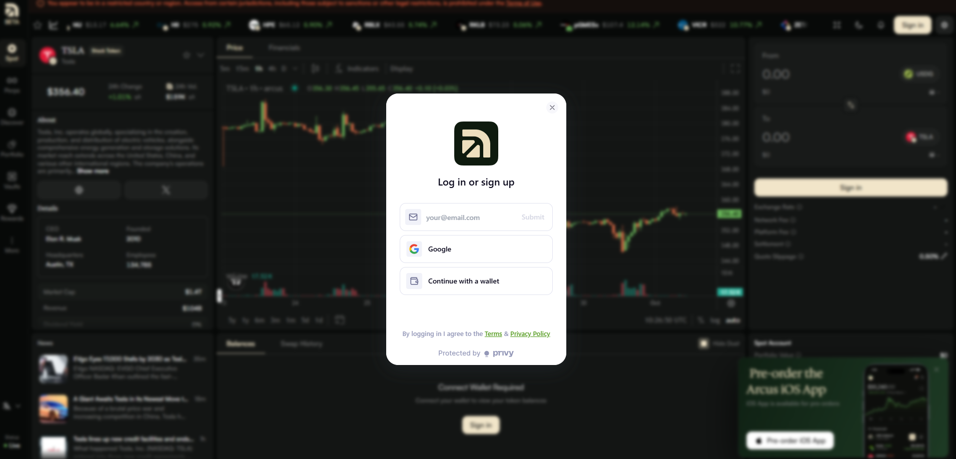Connect your wallet to get started on Arcus.